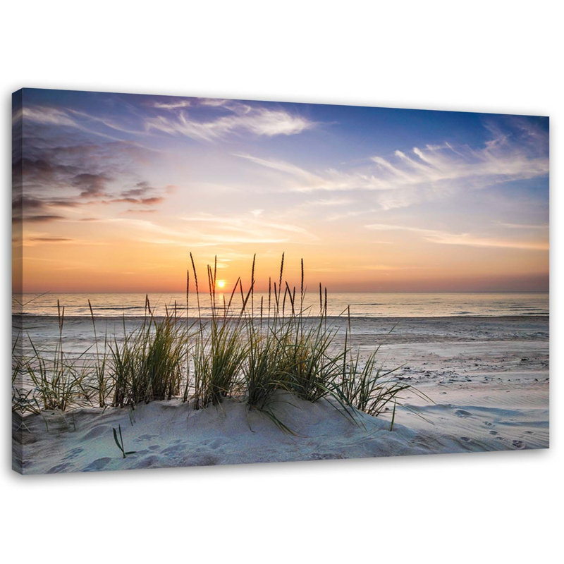 Sunset On The Beach - Wrapped Canvas Print, 80cm H x 120cm W
