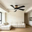 Ventilateur de plafond encastré à 5 pales en lin noir mat à 5 pales avec télécommande à 6 vitesses Sicilia-144943082