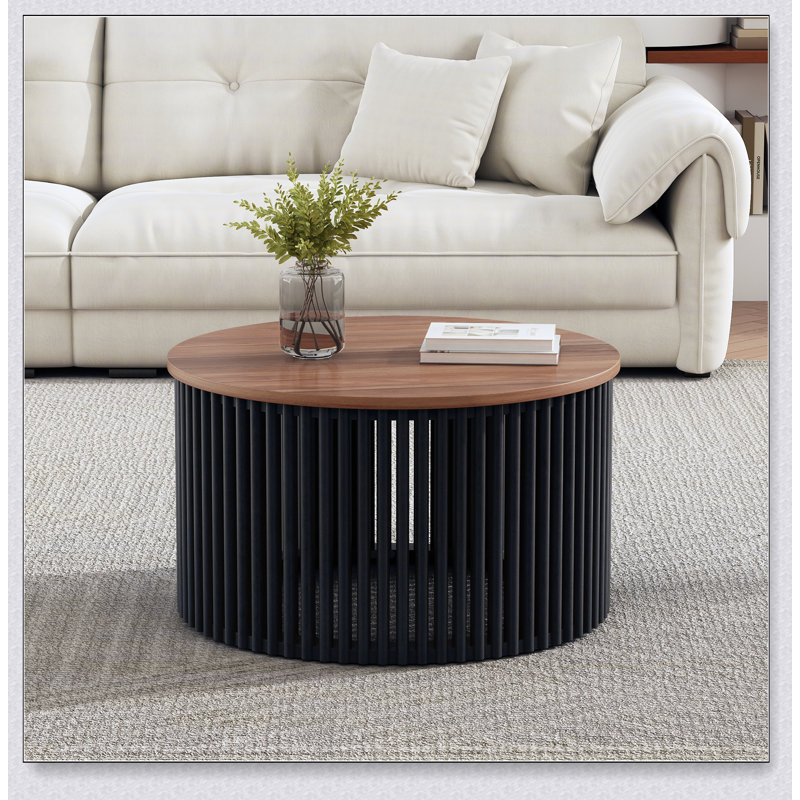 Table basse en bois d'acacia massif avec plateau en panneau de fibres à densité moyenne durable, design minimaliste pour les espaces de vie modernes