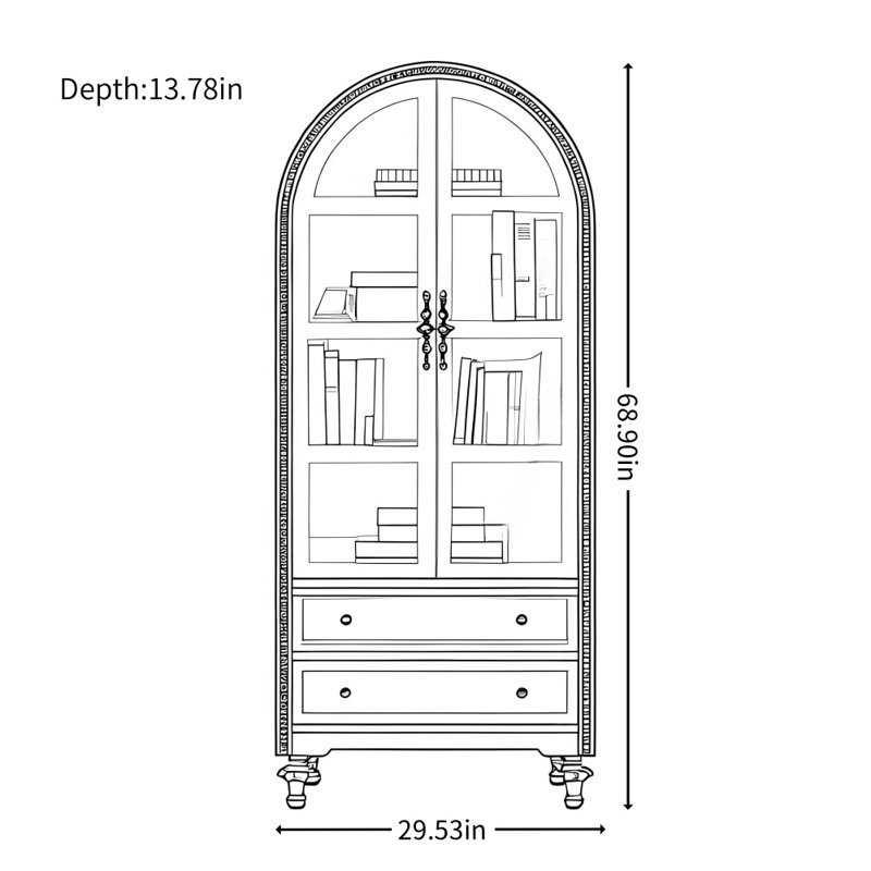 American Style Light Luxury Display Cabinet, Green