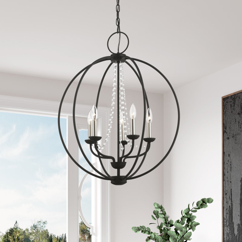 Lustre globe, Noir / nickel brossé