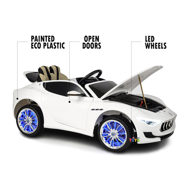 White 12V Maserati Alfieri Ride-On Car with Remote Control