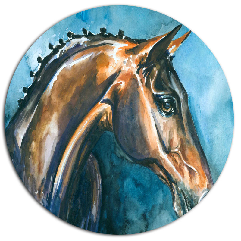 «Brown Horse», peinture, H 23 po x l 23 po x P 1 po, Métal