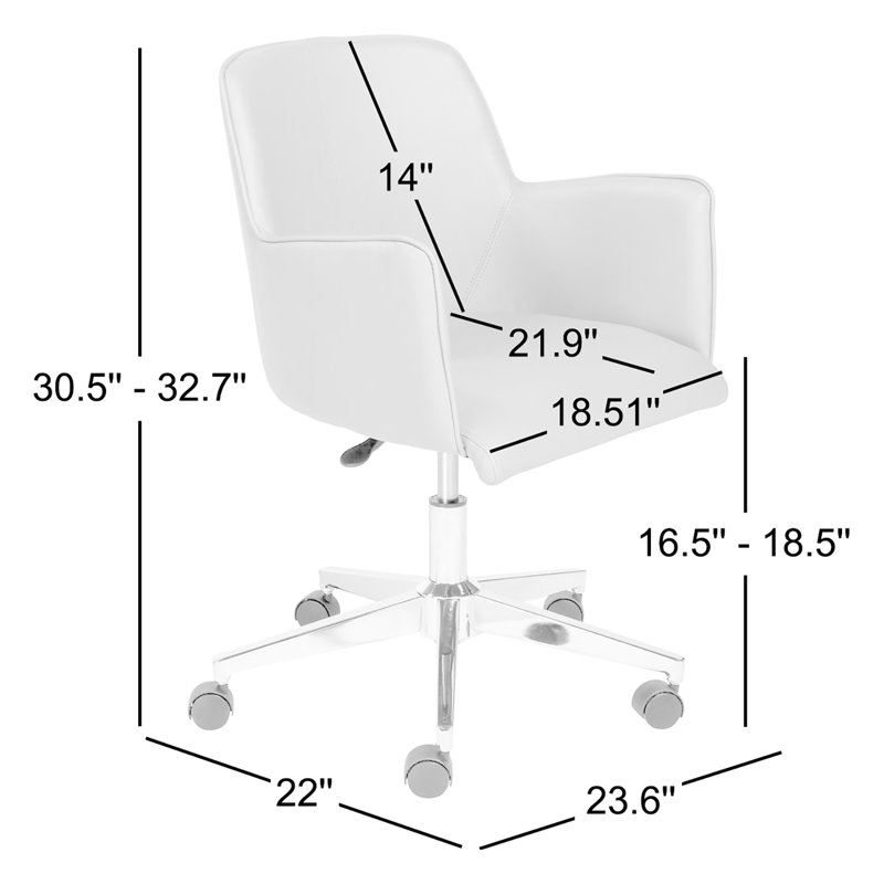 Chaise de travail Azure, Similicuir blanc
