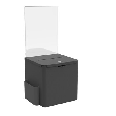Locking Metal Ballot Box w/ 8.5" x 11" Acrylic Header, Wall or Countertop - Black 119588