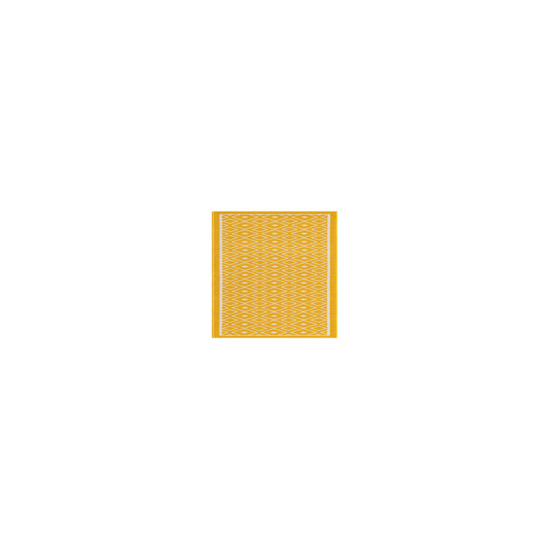 Tapis intérieur / extérieur en polypropylène géométrique tissé à la machine en jaune / blanc, Tapis de couloir 2 pi x 8 pi
