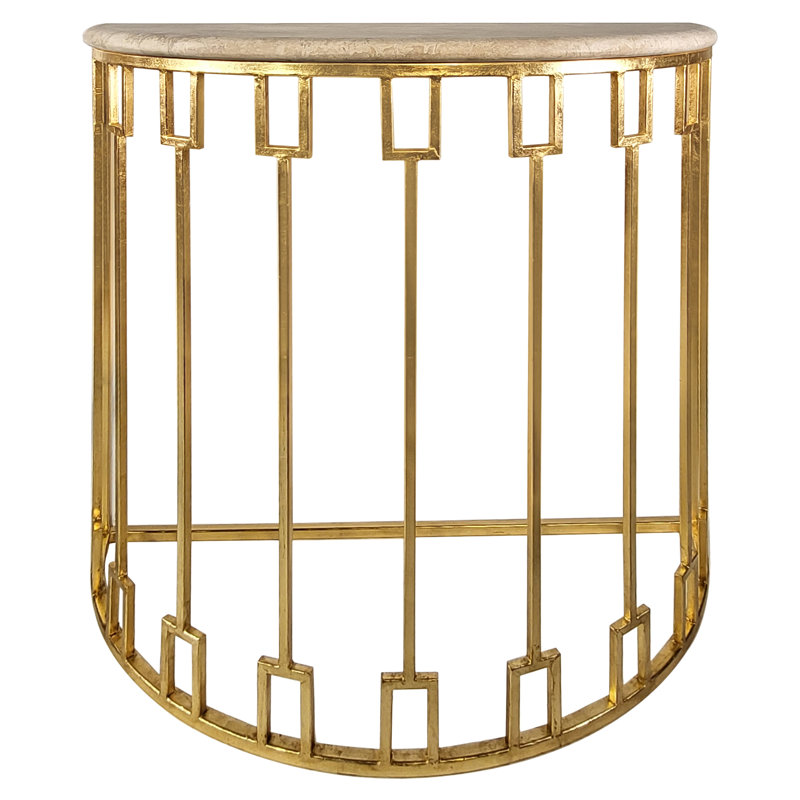 Console Table, Lite Travertine, Gold Leaf