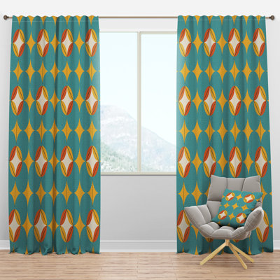 Diamond Retro IV - Mid-Century Velvet Curtain - Room darkening - 1 panel