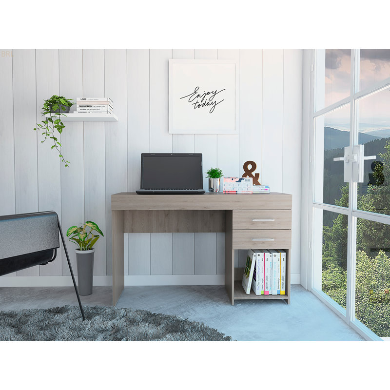 Berkeley 1-Shelf 2-Drawer Computer Desk, Light Gray