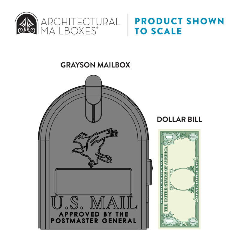 Grayson Medium Gray Steel Post Mount Mailbox