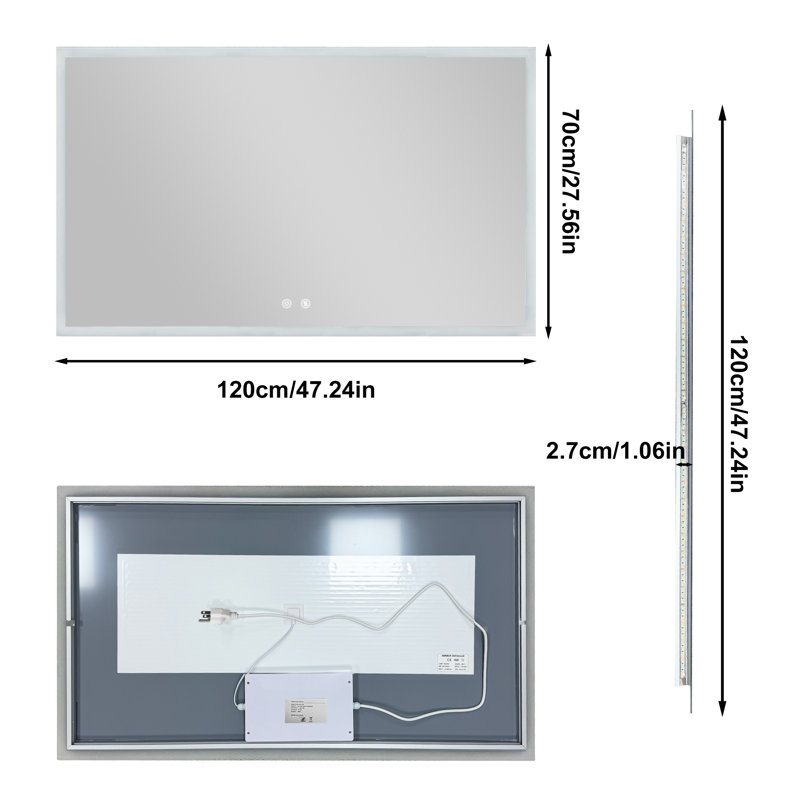 Backlit Led Wall Mirror, 70 cm H x 120 cm W
