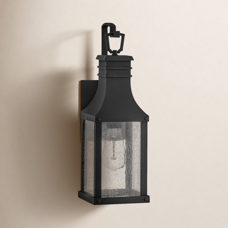 Beacon Hill 18" H Seeded Glass Outdoor Wall Lantern, Museum Black