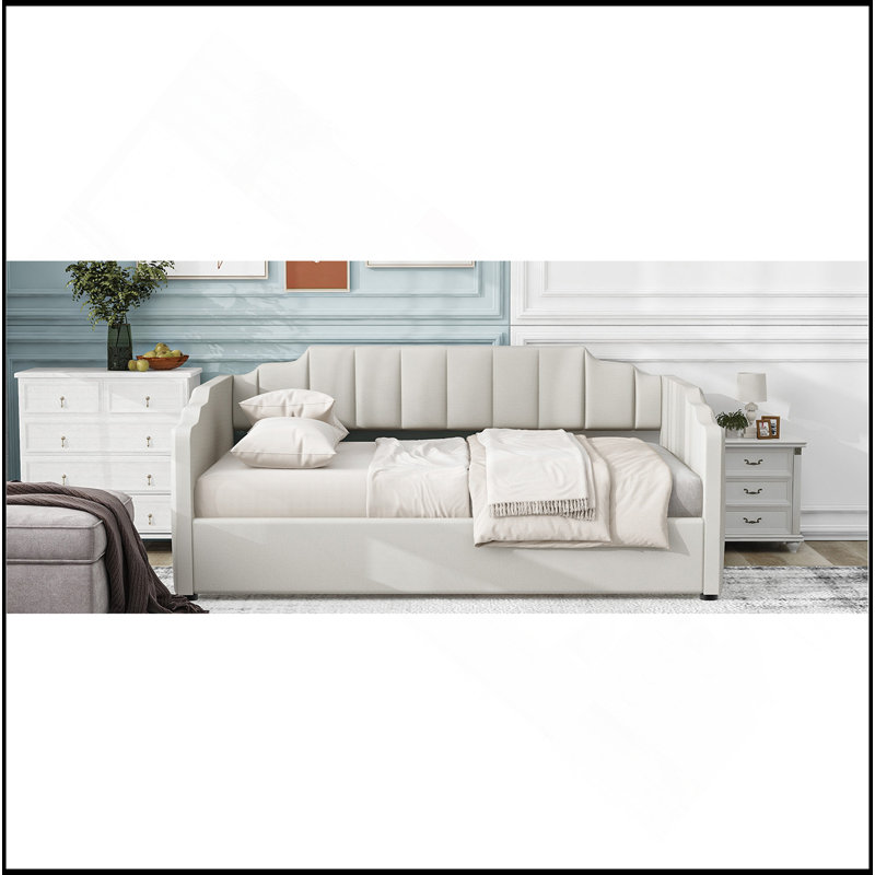 Modern Upholstered Daybed With Underneath Storage,Full Size, White