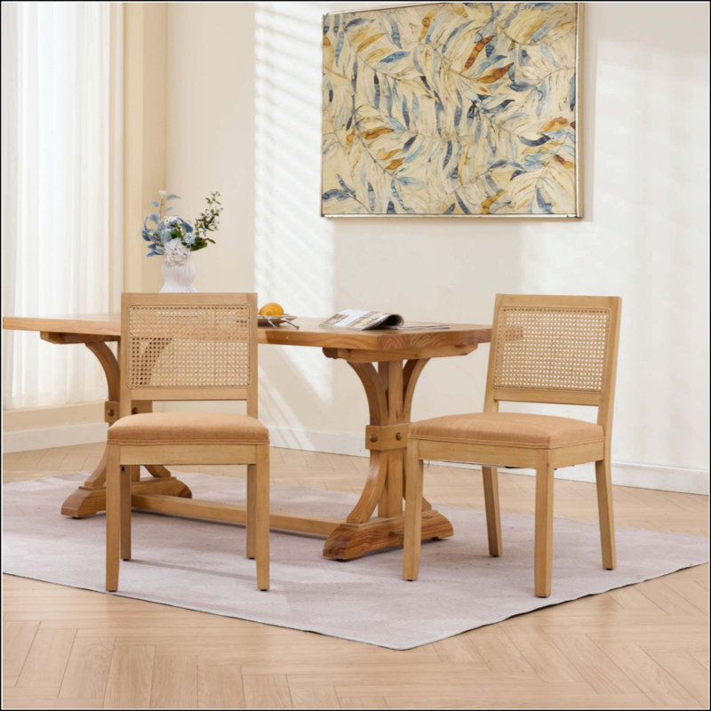 Ensemble de 2 chaises de salle à manger en rotin Farmhouse, Noir