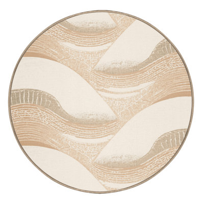 Machine Washable Pavla Minimalist Moroccan Rug in Beige – Beige Binding