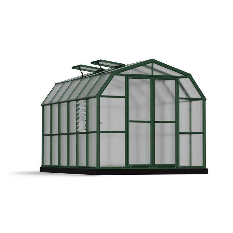 Palram - Canopia Prestige 2 - 8' W x 12' D Walk-In Hobby Twin Wall Polycarbonate Resin Frame Greenhouse with Starter Kit - Green