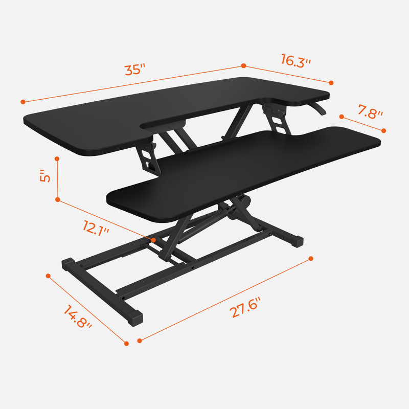 Convertisseur de bureau debout Murray, Noir, H 19,6 po x l 36 po x P 24,9 po