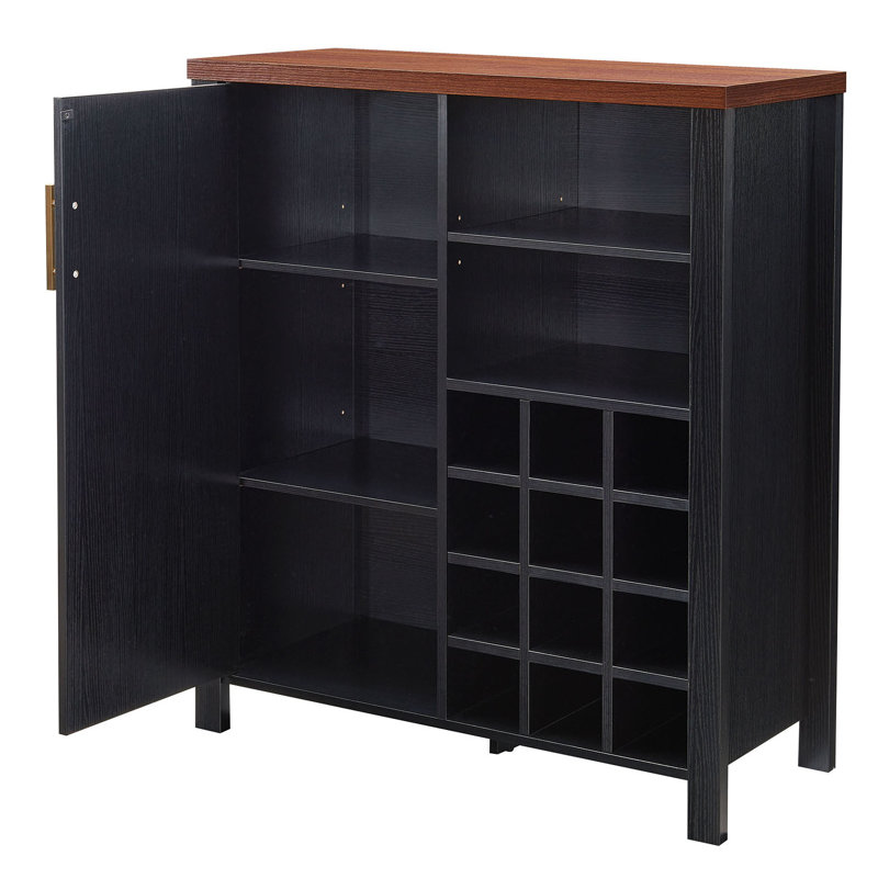 Sideboard Buffet Wine Liquor Bar Cabinet for Kitchen, Living Room, Dining Room, Black/Dark Brown