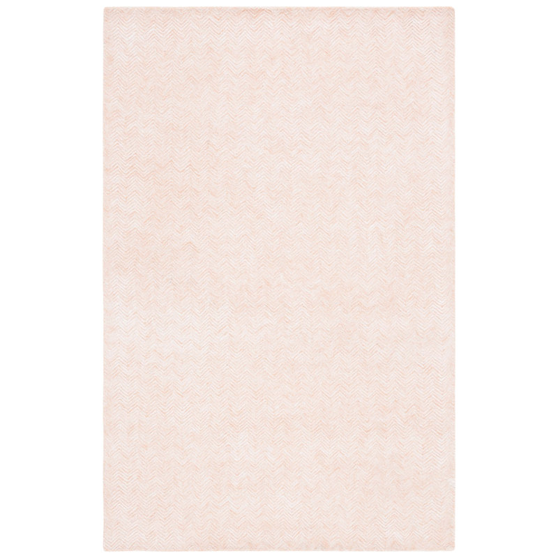 Brunilde Chevron Handmade Tufted Area Rug in Pink/Ivory, Rectangle 4"x 6"