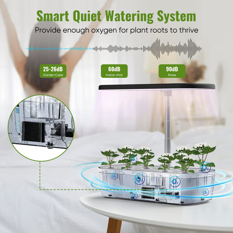 Black Indoor Hydroponic Garden System with LED Grow Light