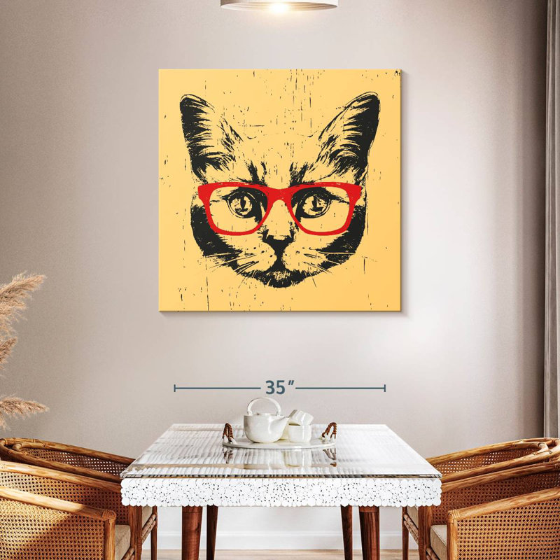 Brampt Cat With Glasses, 10" H x 10" W