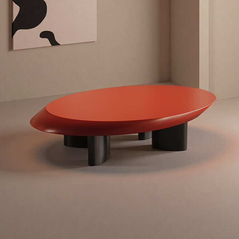 Table basse ovale en bois Simplicity, Rouge, Noir