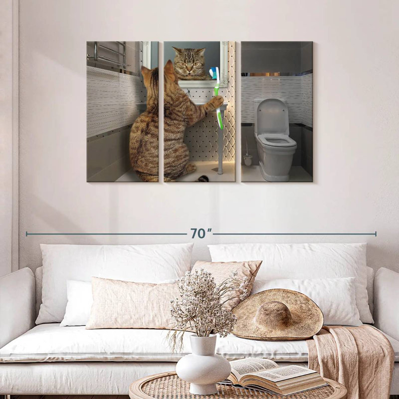 Ketti Cat With Toothbrush, 28" H x 45" W