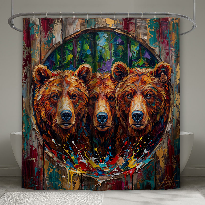 Rideau de douche Three Brown Bears, 70in W x 72in H