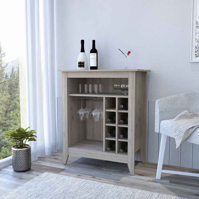 Armoire bar moderne, une tablette ouverte, Gris