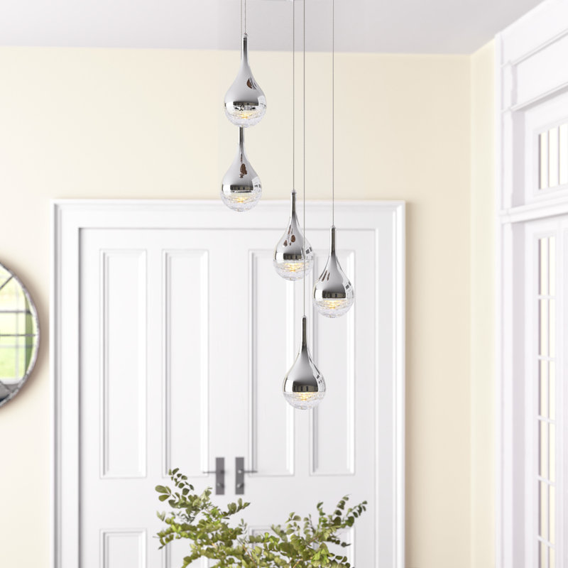 Luminaire suspendu à DEL en forme de larme Carilyn, 5, H 9 po x l 14,50 po x P 14,50 po
