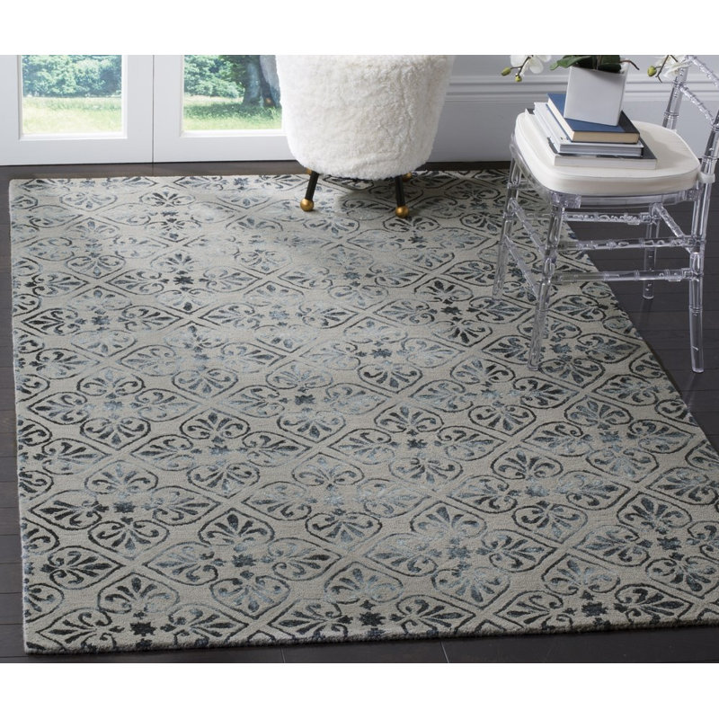 Oakton Hand Tufted Wool Floral Rug, Rectangle 8' x 10'