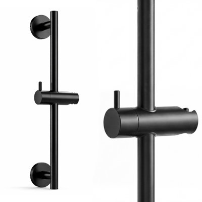 Shower Slide Bar 30 Inch Stainless Steel Shower Head Slide Bar for Bathroom, Matte Black Plated Finish