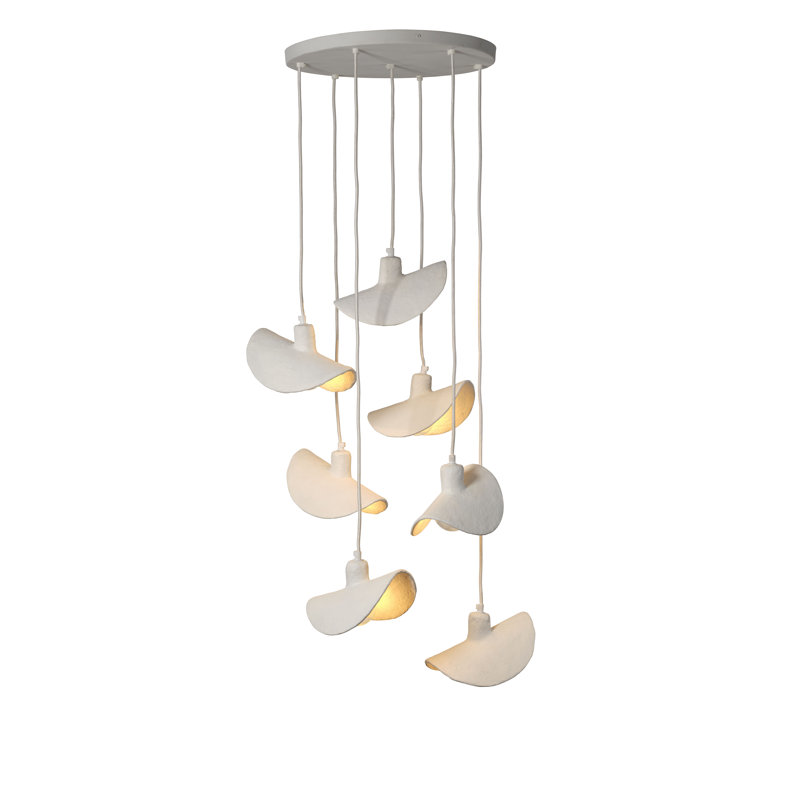 Slope Paper Mache 7-Light Chandelier, Matte White, 7-Light