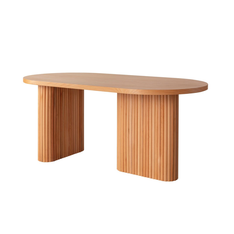 Table de salle à manger moderne pour 6 personnes, revêtement en bois de hêtre, 70,9 po x 29,5 po x 35,4 po | 100% panneau de fibres à densité moyenne, couleur brun uni | Conception élégante et durable pour les repas et les réunions de famille, par