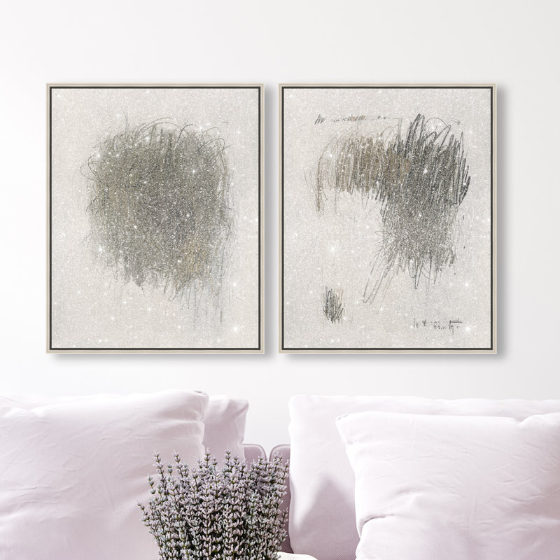 Modernist Sketch Set Canvas Abstract Print by Oliver Gal, Black Frame, 16 x 20, 17"H x 21"W, Silver Floater Frame