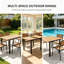 Natural Wood Expandable Patio Dining Table, 120cm Outdoor Dining Table with Acacia Wood Top & Black Metal Frame,