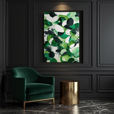 Abstrait aquarelle 70, art mural sur toile verte