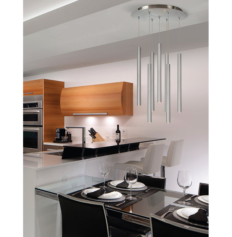 7 - Light LED Pendant, Silver