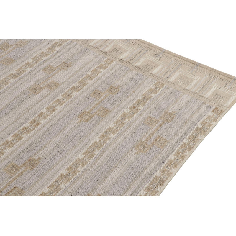 Scandinavian Hand Woven Kilim Wool Geometric Area Rug, Rectangle 14' x 20'