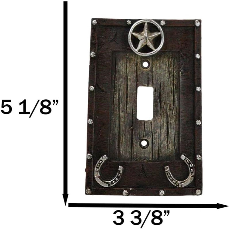 Set Of 2 Rustic Western Star Lucky Horseshoes Single Toggle Switch Plate Covers