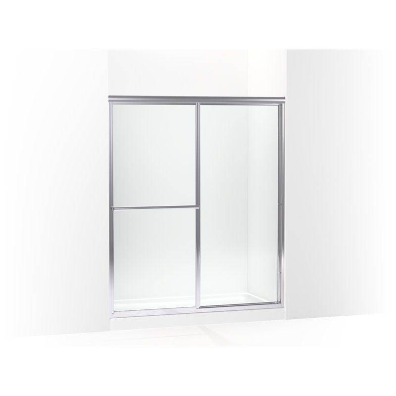 Deluxe 54.37" W x 70" H Sliding Framed Shower Door, Silver