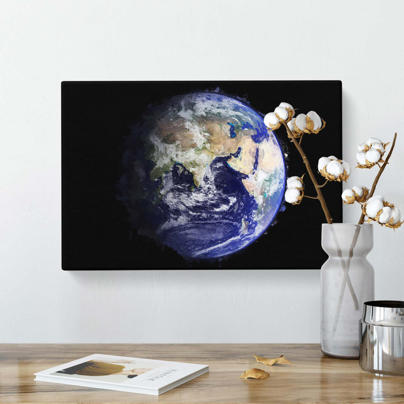 Planet Earth In Space - Wrapped Canvas Painting, 50.8 cm H x 76.2 cm W
