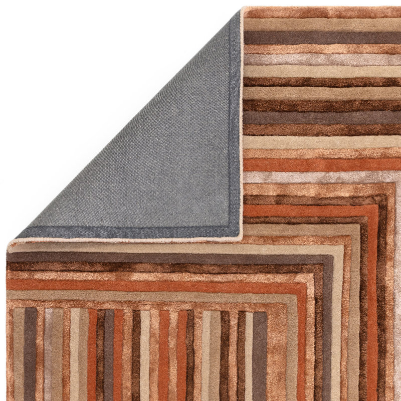 Corel Rectangle Geometric Wool Hand Tufted Dhurrie, Rectangle 120 x 170cm