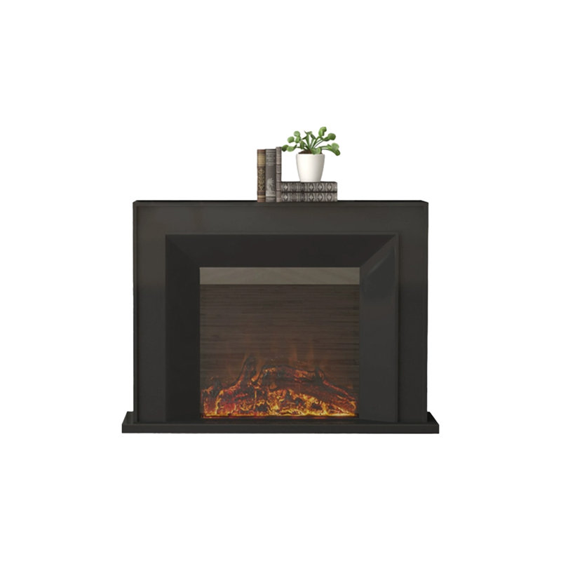 Black Solid Wood Electric Fireplace