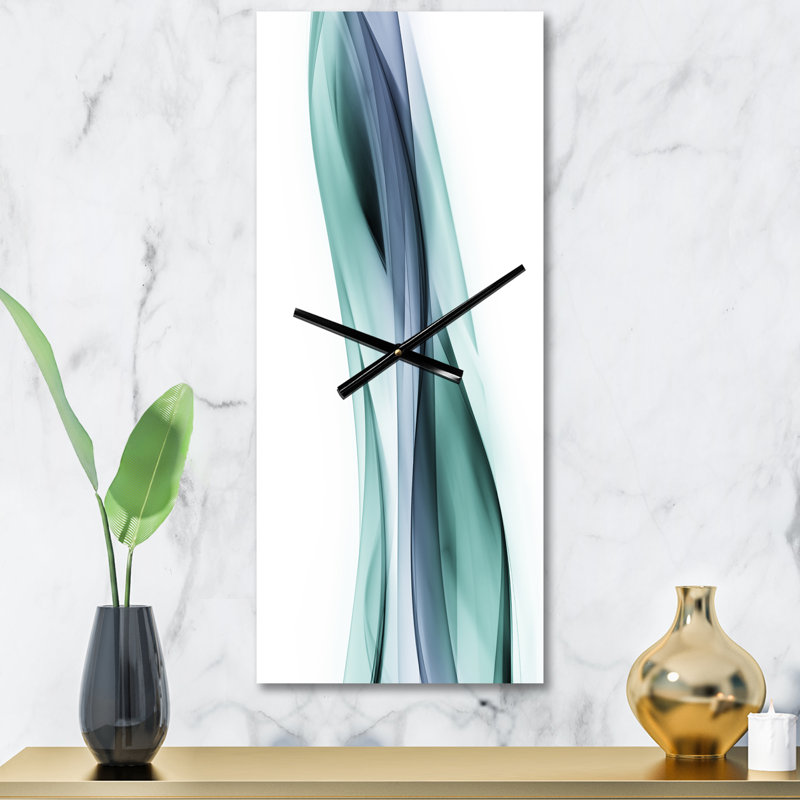 Fractal Lines Gray Blue - Modern Wall Clock, Small