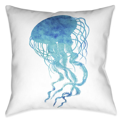  Watercolor Jellyfish Indoor/Outdoor Throw Pillow