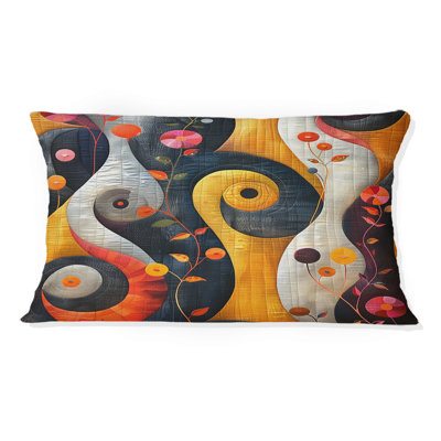 Orange, jaune, moderne, formes géométriques III - Coussin lombaire moderne