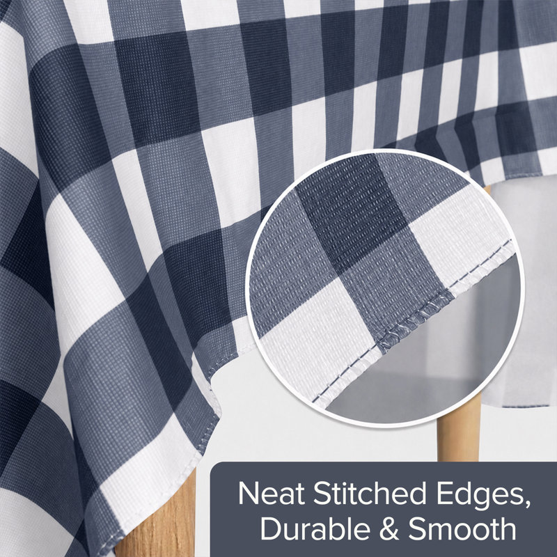 Nappe PEVA imperméable Buffalo Gingham avec envers en flanelle, repas intérieur et extérieur, Dark Gray/White