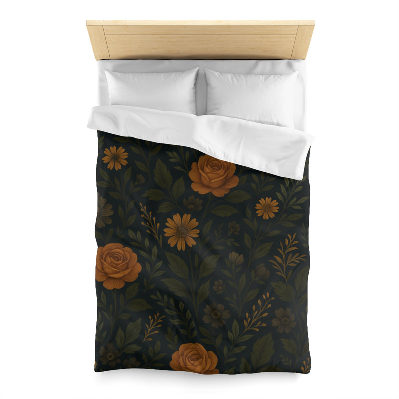 Microfiber Duvet Cover Boho Style, Design 57, White, Twin Duvet Cover