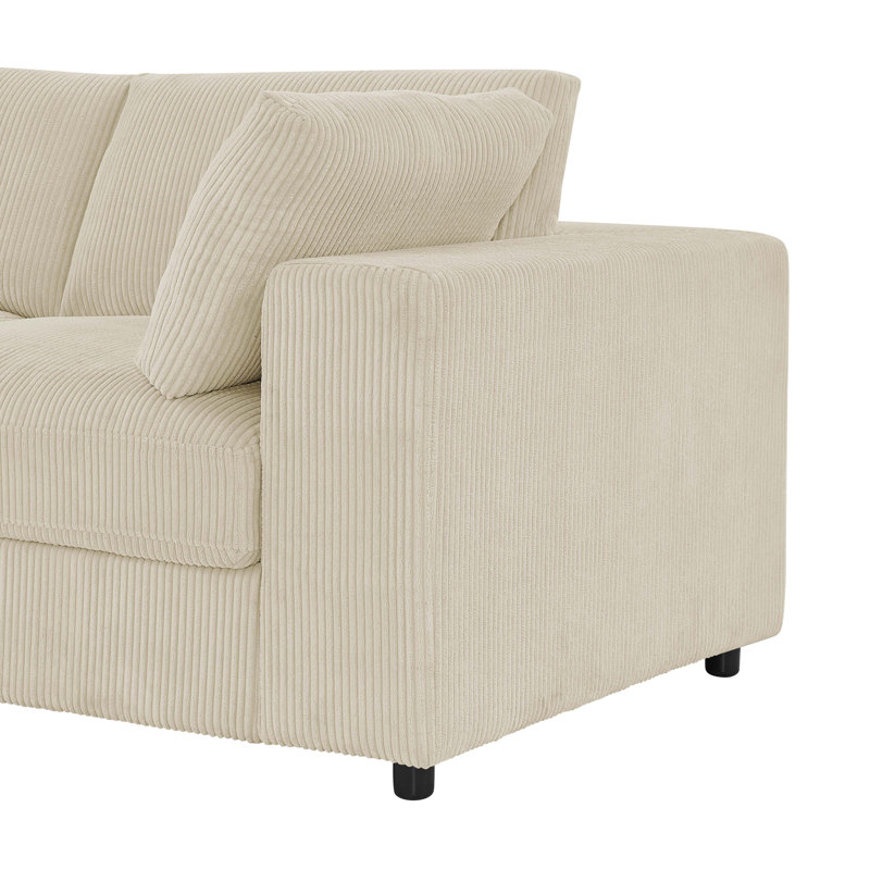 Canapé modulaire réversible en velours côtelé, 104" W, Does Not Apply, Beige Fabric